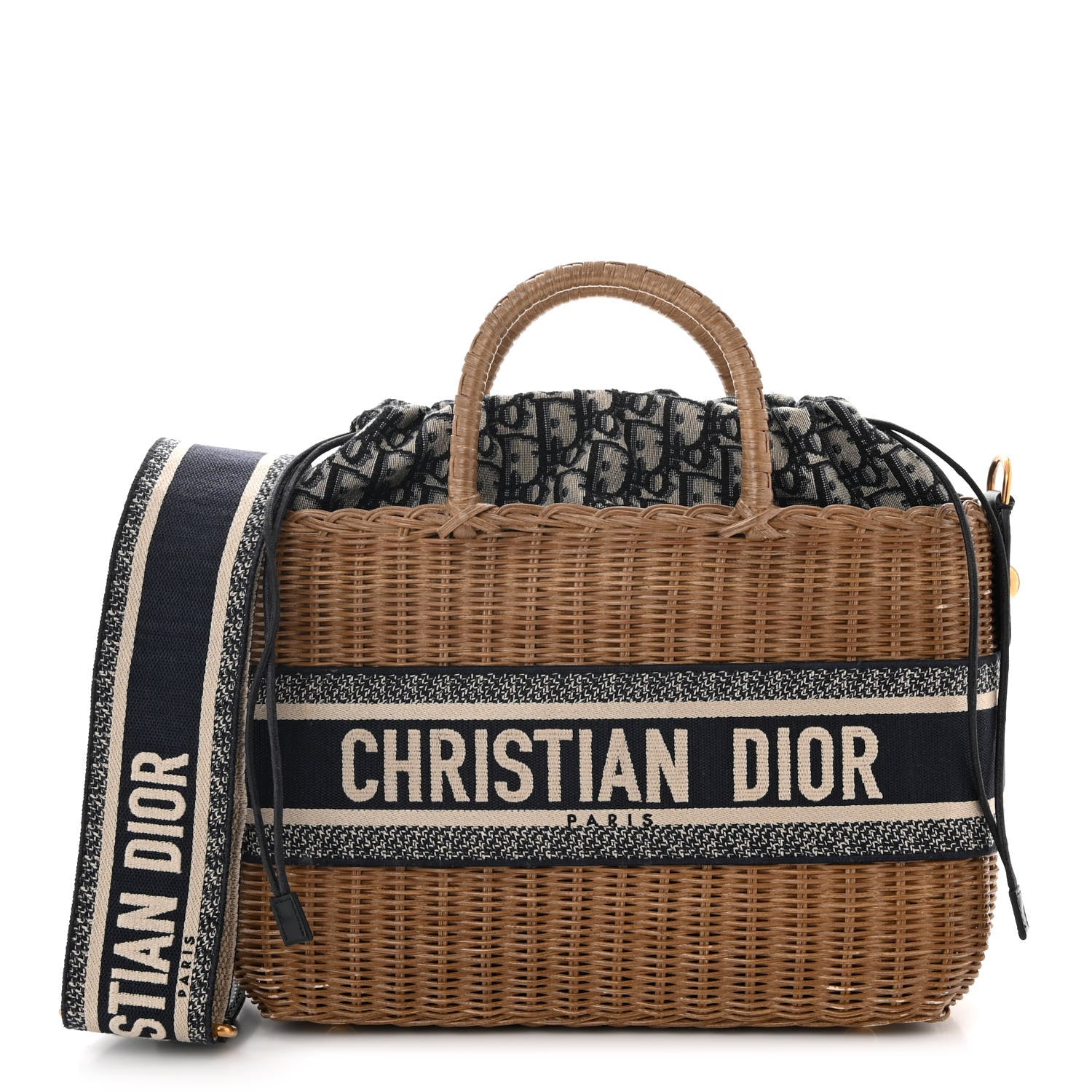 Christian Dior Wicker Oblique Basket Bag Blue 1 of 11