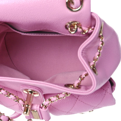 Chanel Shiny Caviar Quilted Small Duma Pockets Drawstring Backpack Lilac 5 of 10