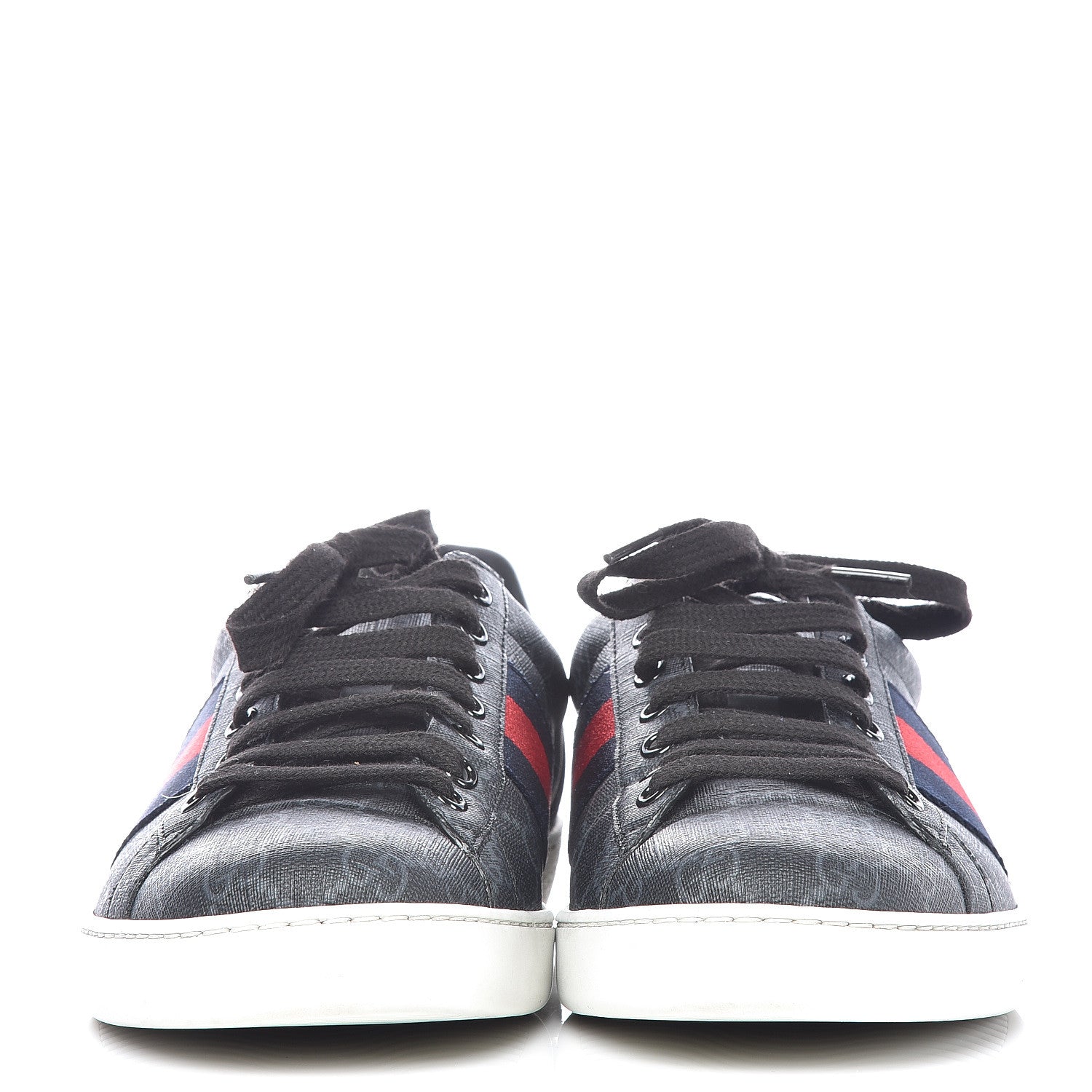 Gucci GG Supreme Monogram Ayers Web Mens New Ace Sneakers 9 Black 2 of 14