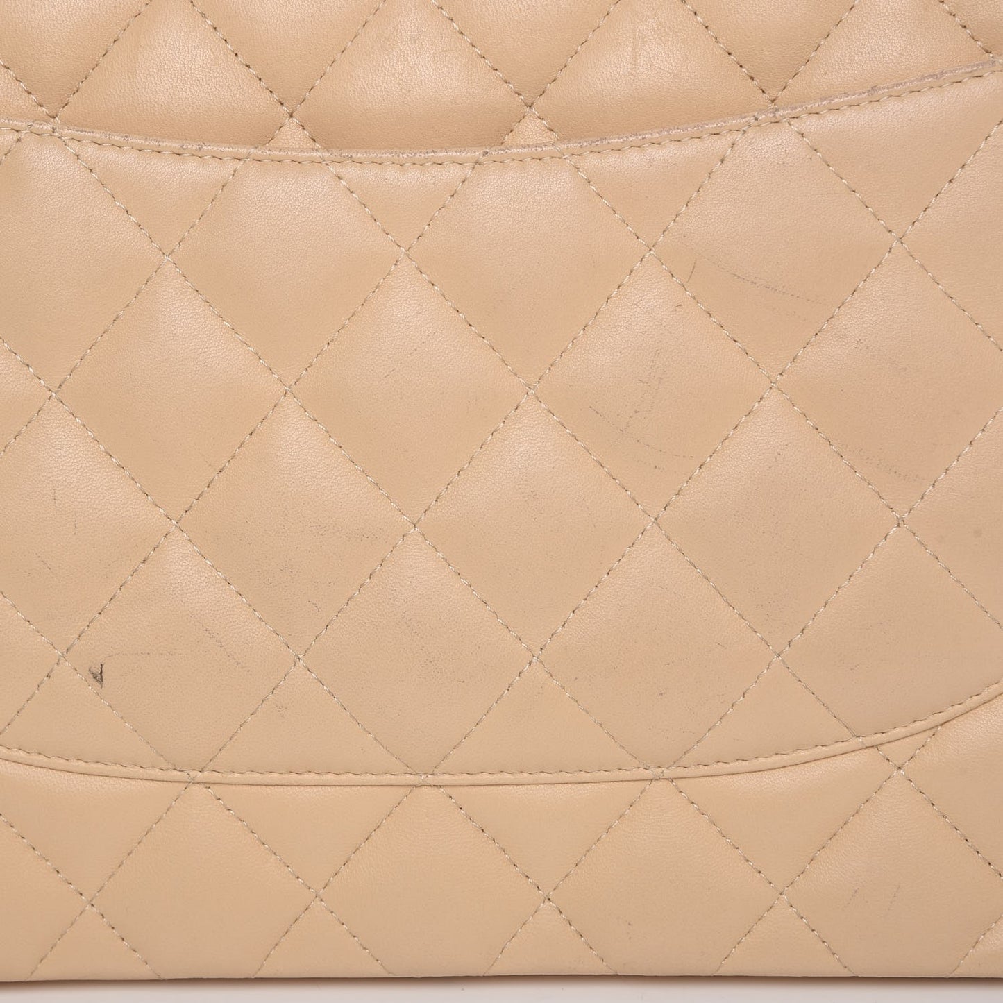 Lambskin Quilted Jumbo Double Flap Beige Clair