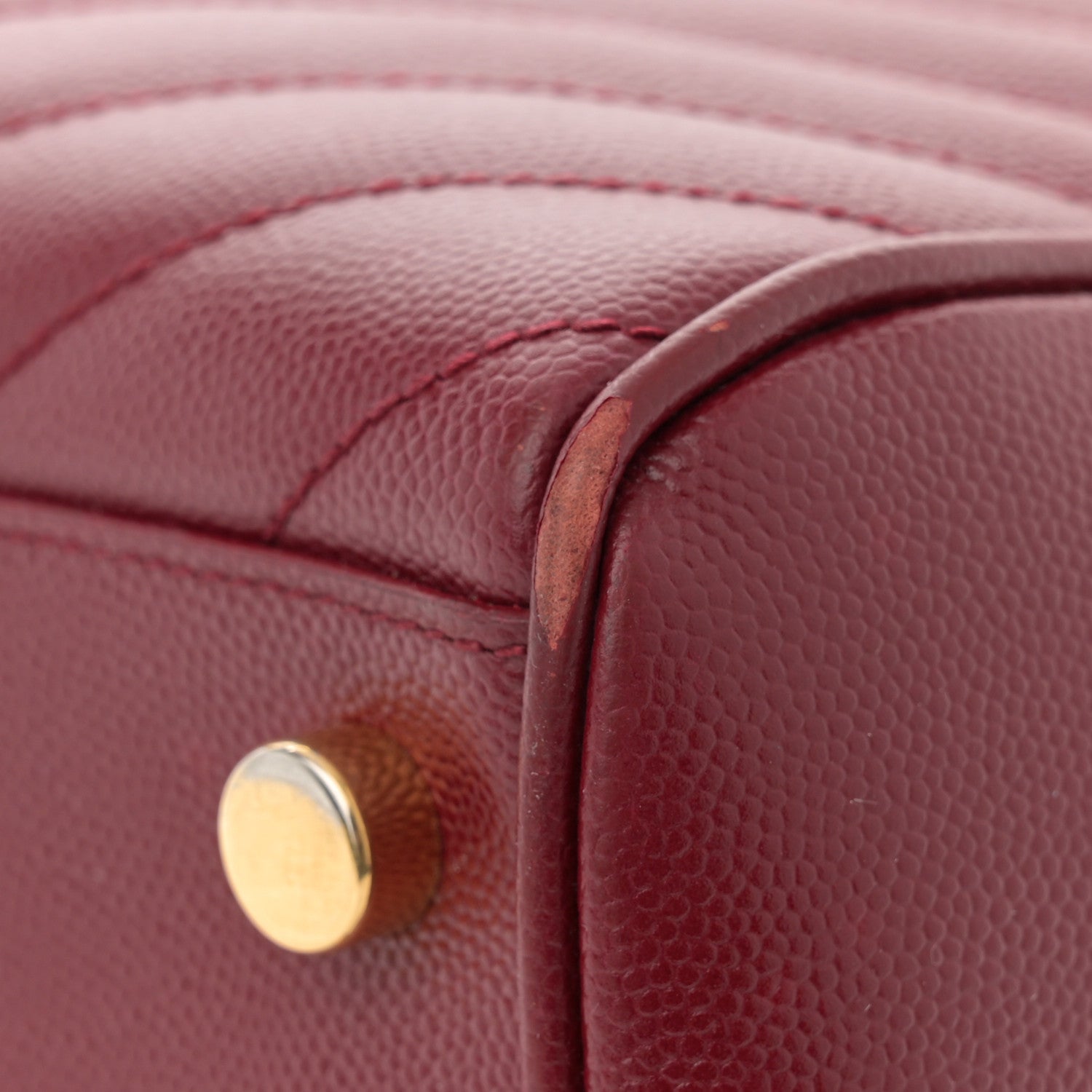 Saint Laurent Grain De Poudre Matelasse Chevron Monogram Shopping Bag Oxblood 12 of 13