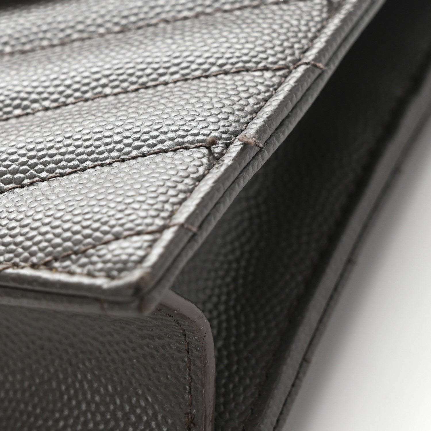 Saint Laurent Grain De Poudre Matelasse Chevron Monogram Envelope Chain Wallet Coal 11 of 12