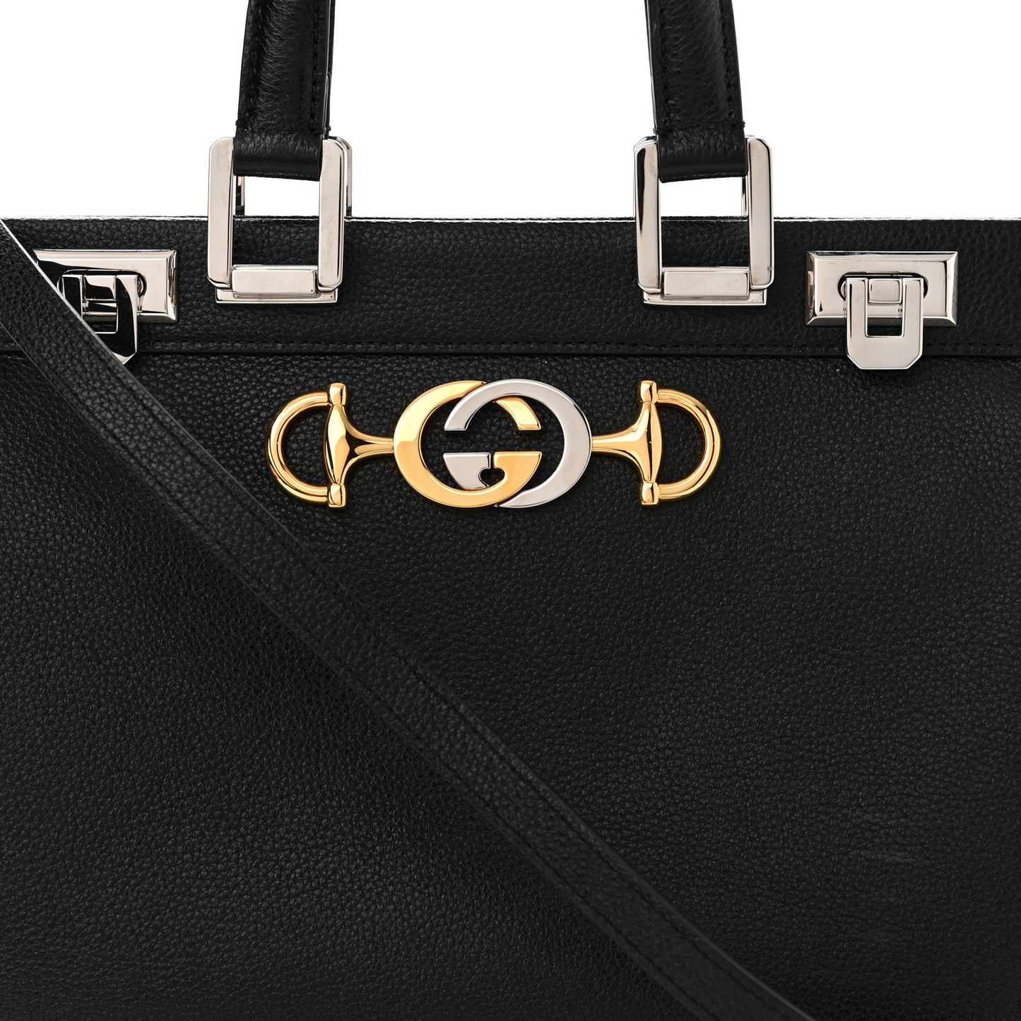 Grainy Calfskin Small Zumi Top Handle Bag Black