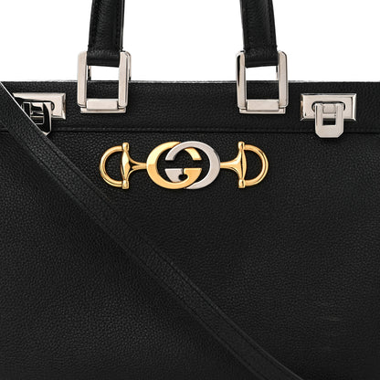 Gucci Grainy Calfskin Small Zumi Top Handle Bag Black 8 of 11