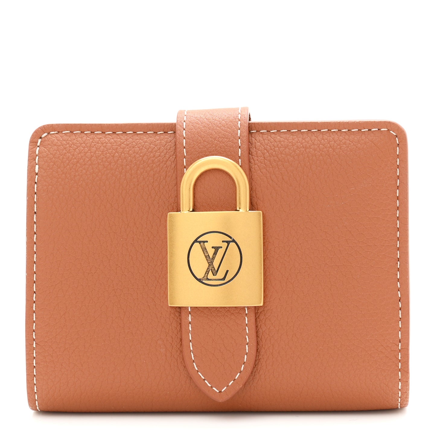 Grained Calfskin Low Key Compact Wallet Cognac