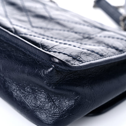Saint Laurent Crinkled Calfskin Matelasse Monogram Baby Niki Chain Satchel Navy 12 of 13