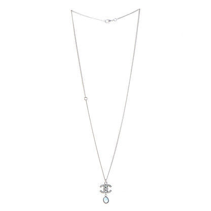 Chanel Resin CC Drop Necklace Silver Blue 3 of 6