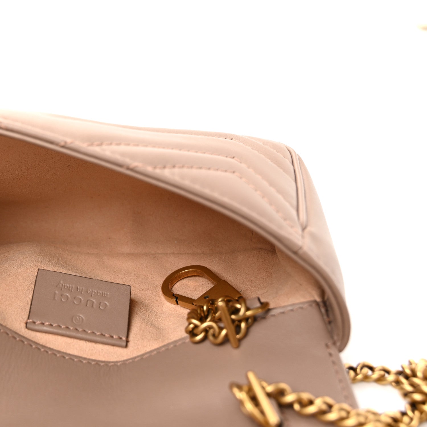Gucci Calfskin Matelasse Super Mini GG Marmont Shoulder Bag Porcelain Rose 5 of 11