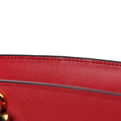 Prada Saffiano Soft Calfskin Double Handle Satchel Fuoco 15 of 17
