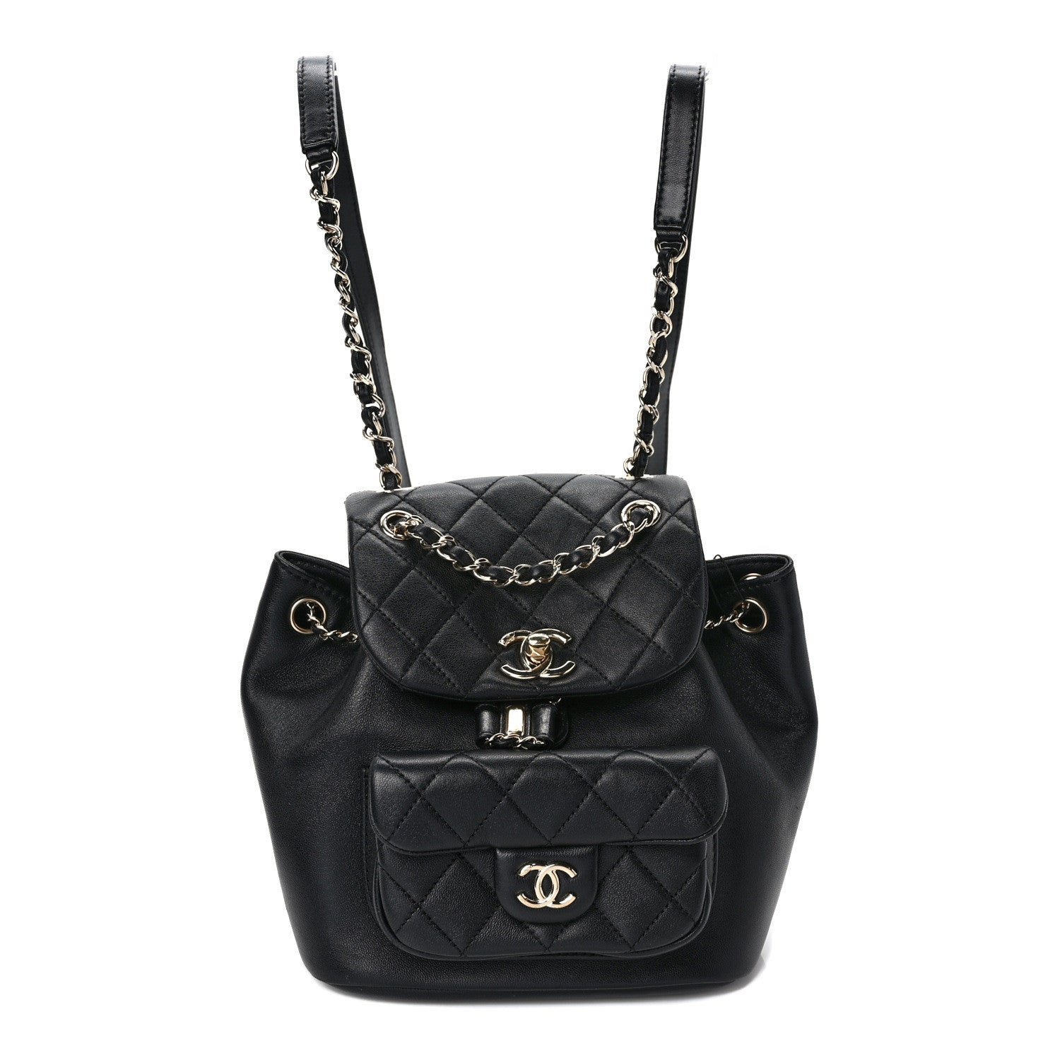 Chanel Lambskin Quilted Small Duma Drawstring Backpack Black 1 of 10