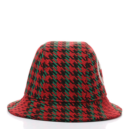 Gucci Tweed Wool Houndstooth Interlocking G Bucket Hat M Red Green 5 of 8