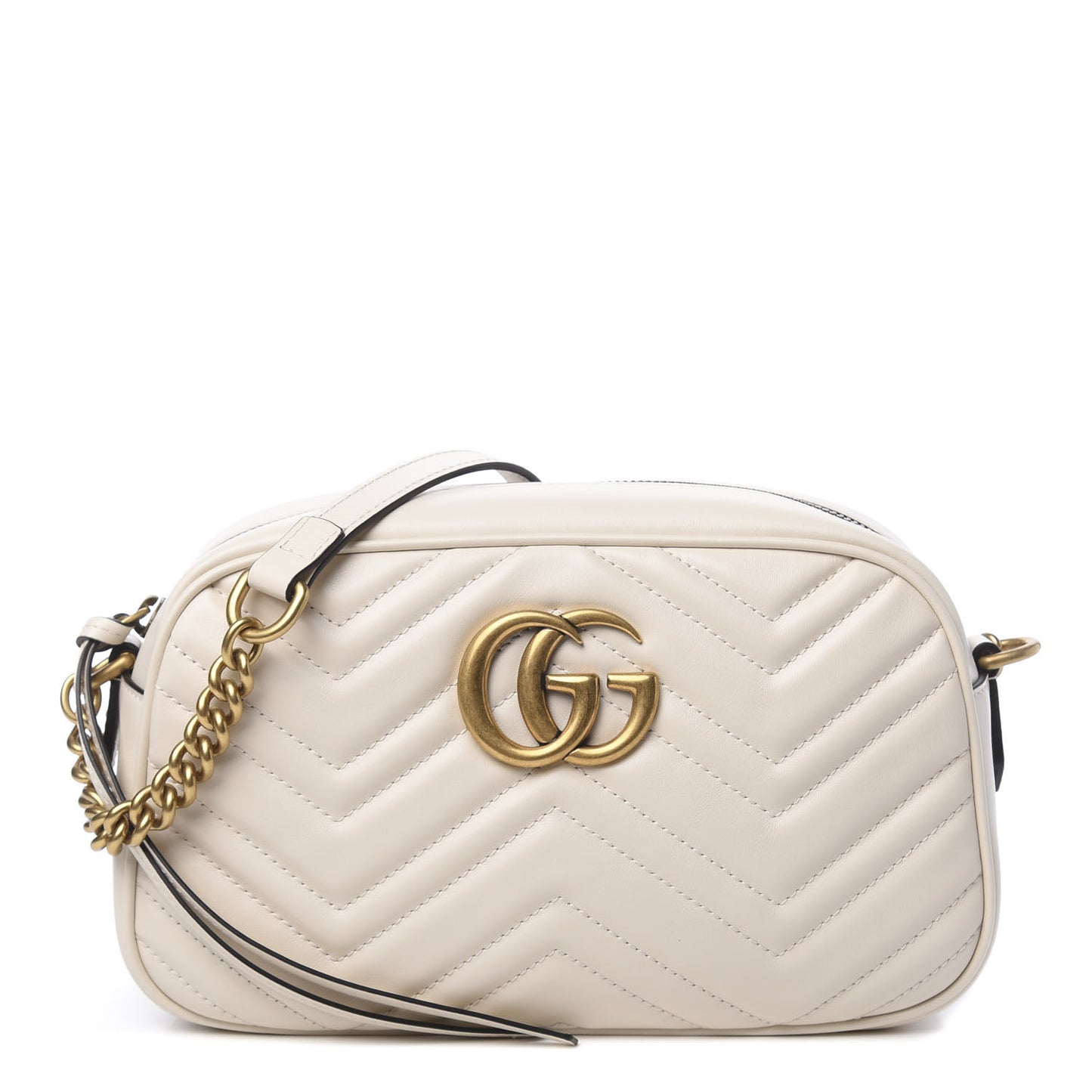 Calfskin Matelasse Small GG Marmont Chain Shoulder Bag White