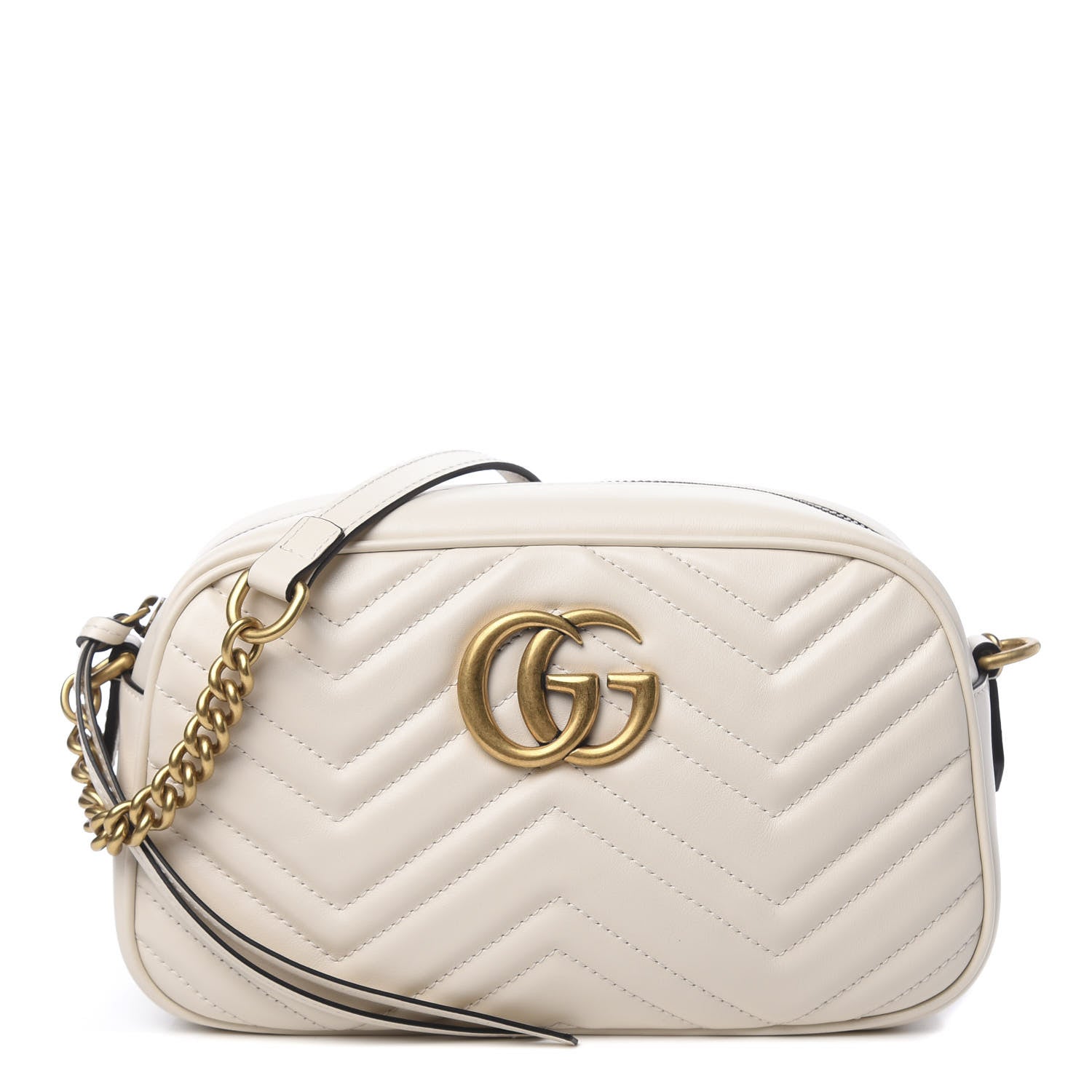 Gucci Calfskin Matelasse Small GG Marmont Chain Shoulder Bag White 1 of 10