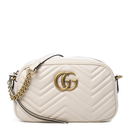 Gucci Calfskin Matelasse Small GG Marmont Chain Shoulder Bag White 1 of 10