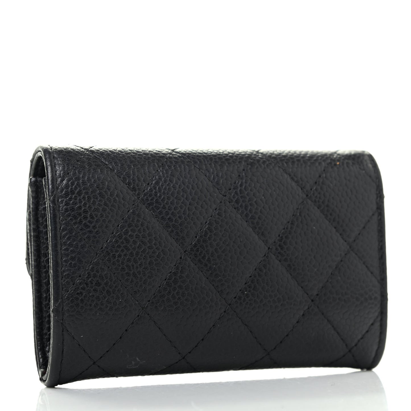 Caviar Quilted Flap Card Holder Black