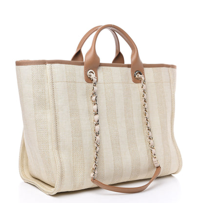 Chanel Mixed Fibers Striped Medium Deauville Tote Beige 2 of 8
