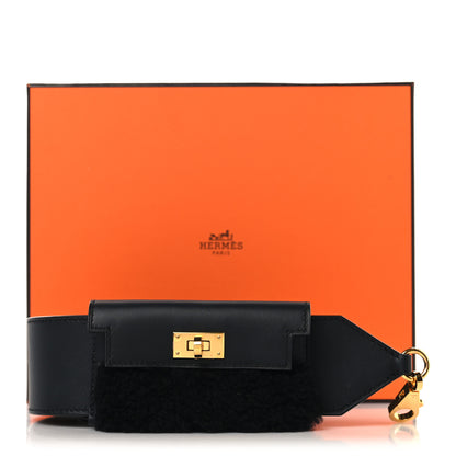 Hermes Swift Shearling Pocket Kelly Shoulder Strap Black 5 of 5