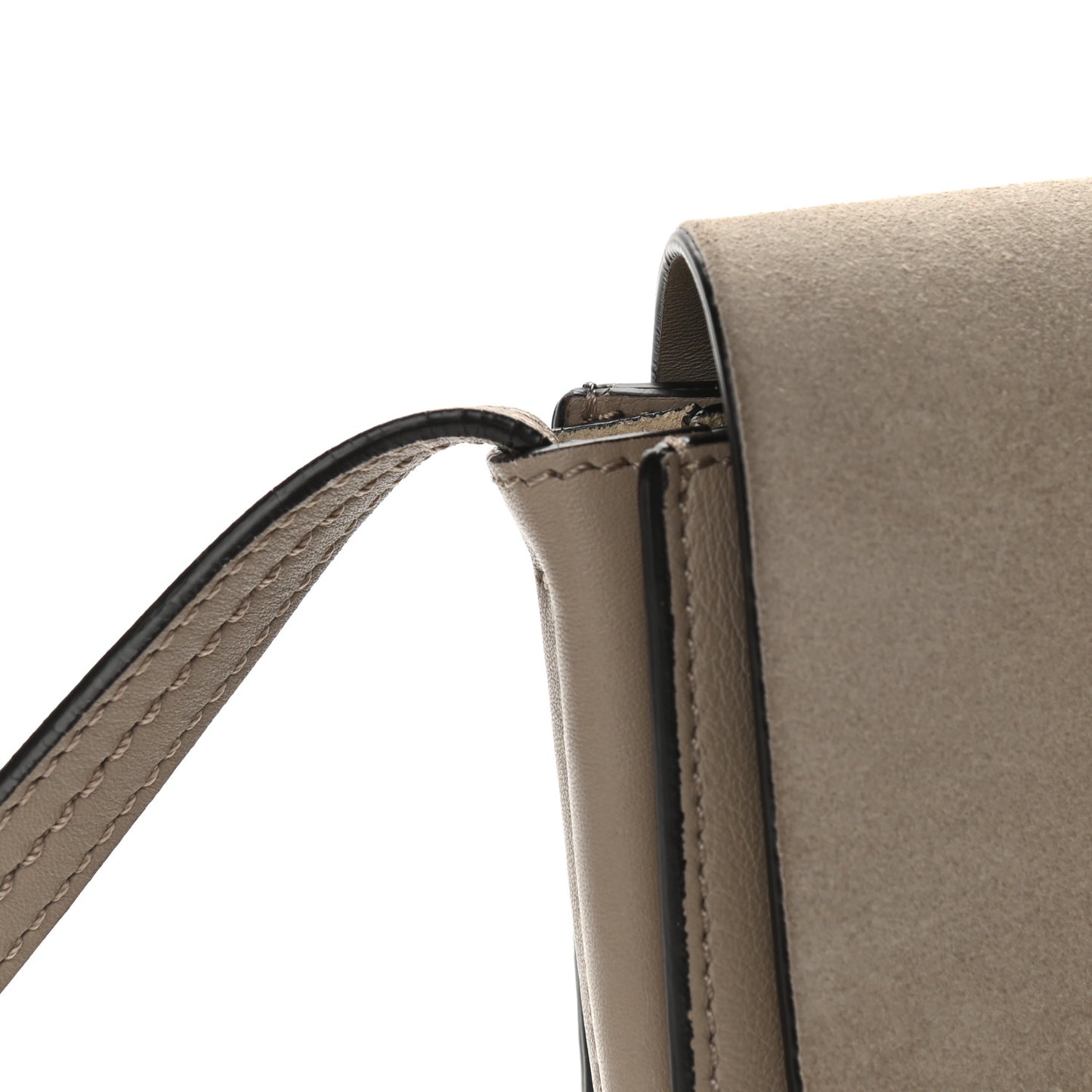Suede Calfskin Small Faye Shoulder Bag Motty Grey