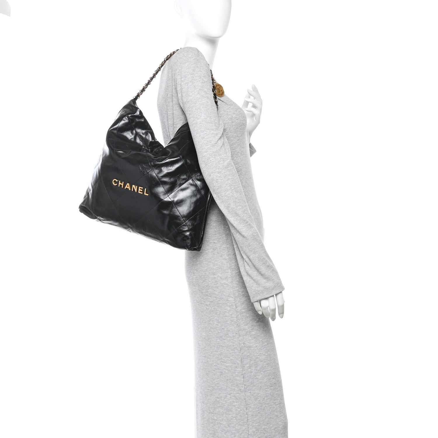 Chanel Shiny Calfskin Quilted Chanel 22 Black 2 of 11