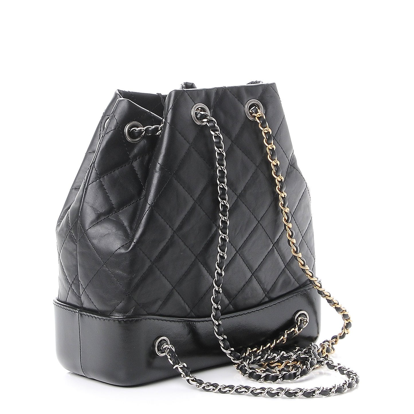 Aged Calfskin Quilted Gabrielle Backpack Black