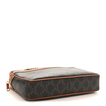 Celine Triomphe Canvas Calfskin Medium Patapans Tan 3 of 8