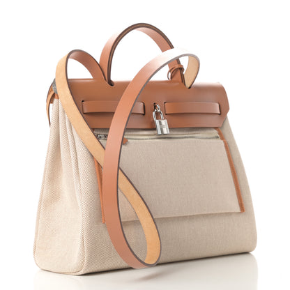 Hermes Vache Hunter Toile Pegase Pop Herbag Zip Retourne 31 PM Capucine Ecru 4 of 12