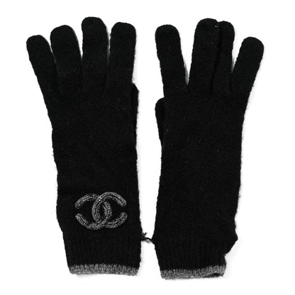 Chanel Cashmere Silk CC Gloves Dark Grey 1 of 4