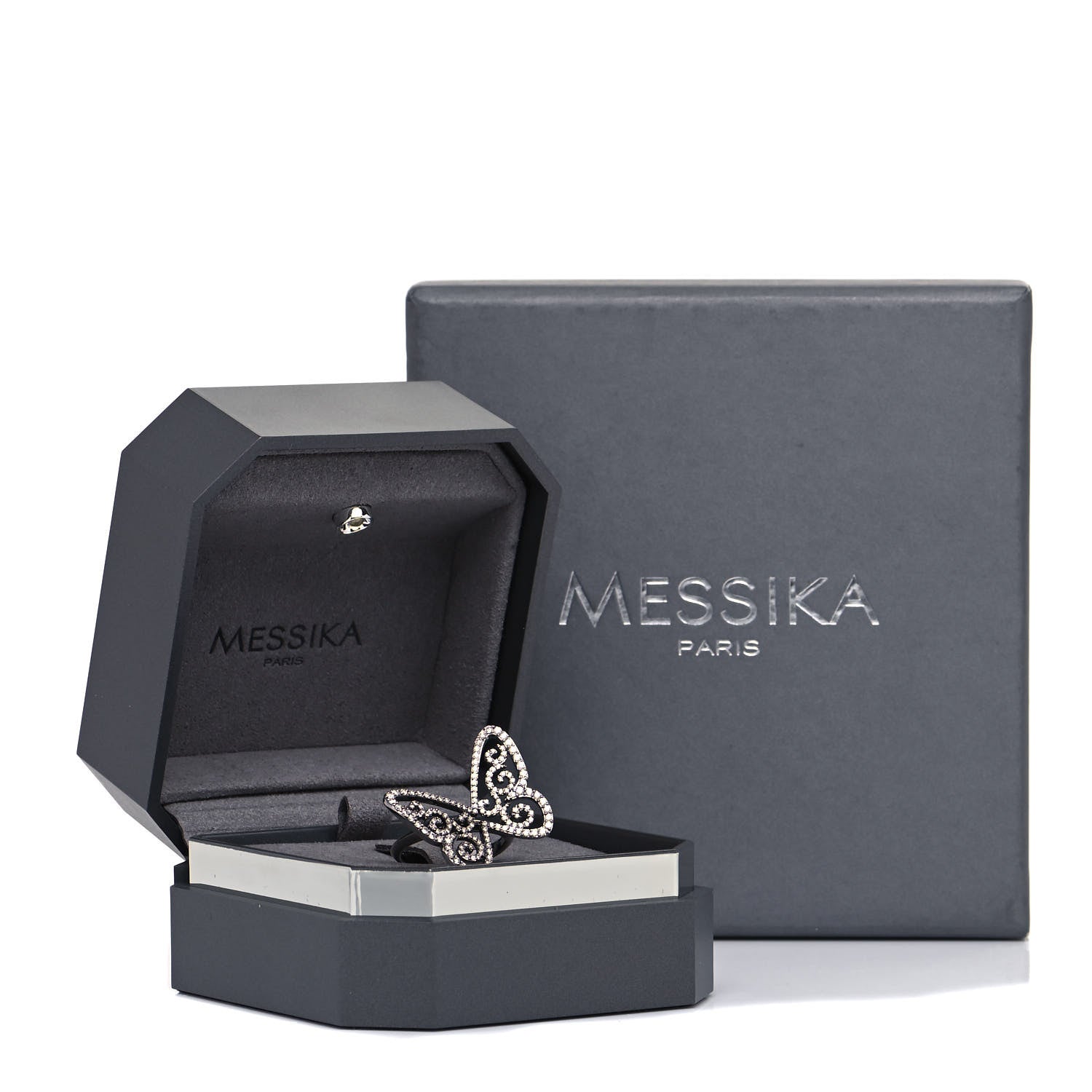 Messika 18K Black Gold Diamond Arabesque Butterfly Ring 53 6.25 5 of 5