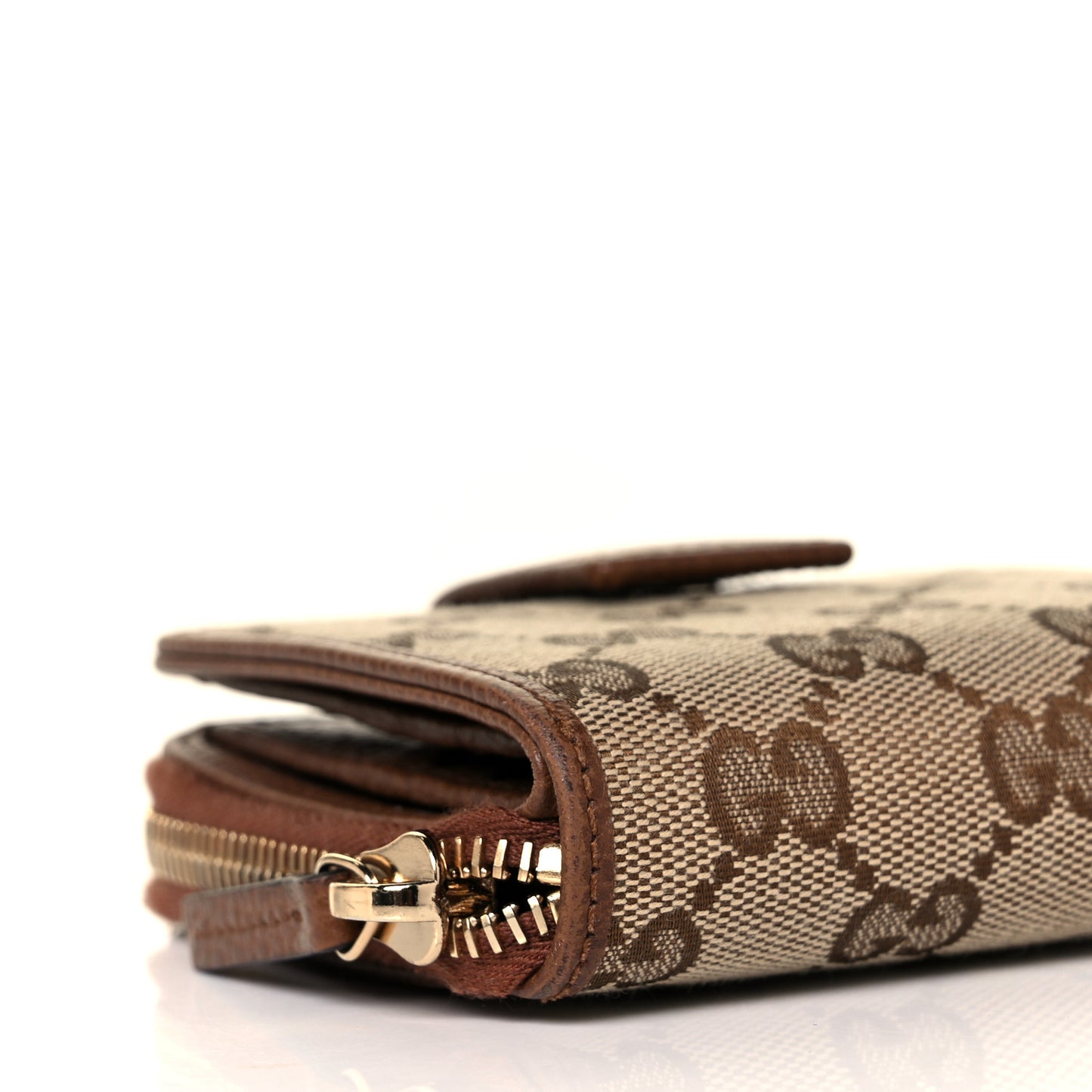 Monogram Dollar Calfskin Zip Around French Wallet Beige Ebony Tabacco