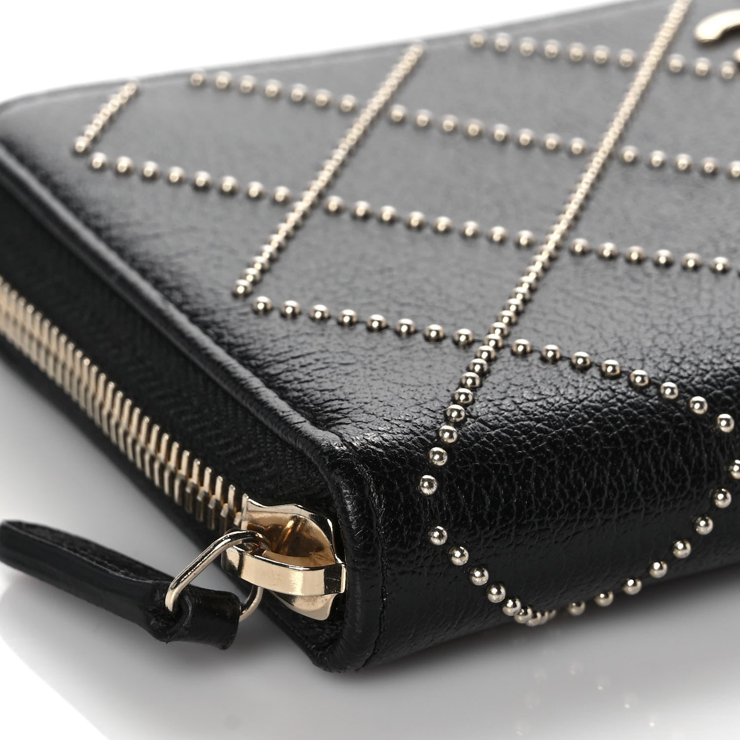Chanel Shiny Lambskin Studded Rock The Diamond CC Zip Around Wallet Black 8 of 9
