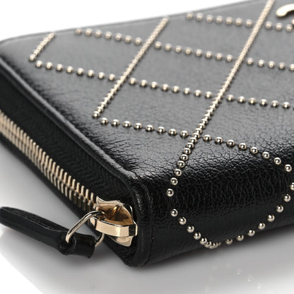 Chanel Shiny Lambskin Studded Rock The Diamond CC Zip Around Wallet Black 8 of 9