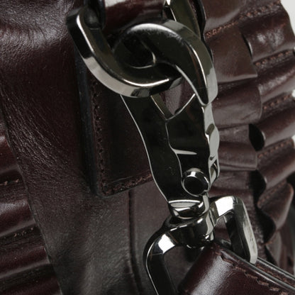 Burberry Leather Pleated Lowry Cartridge Bag Dark Purple 6 of 13