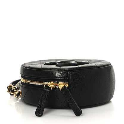 Chanel Caviar Quilted Small Round Vanity With Chain Black 4 of 9