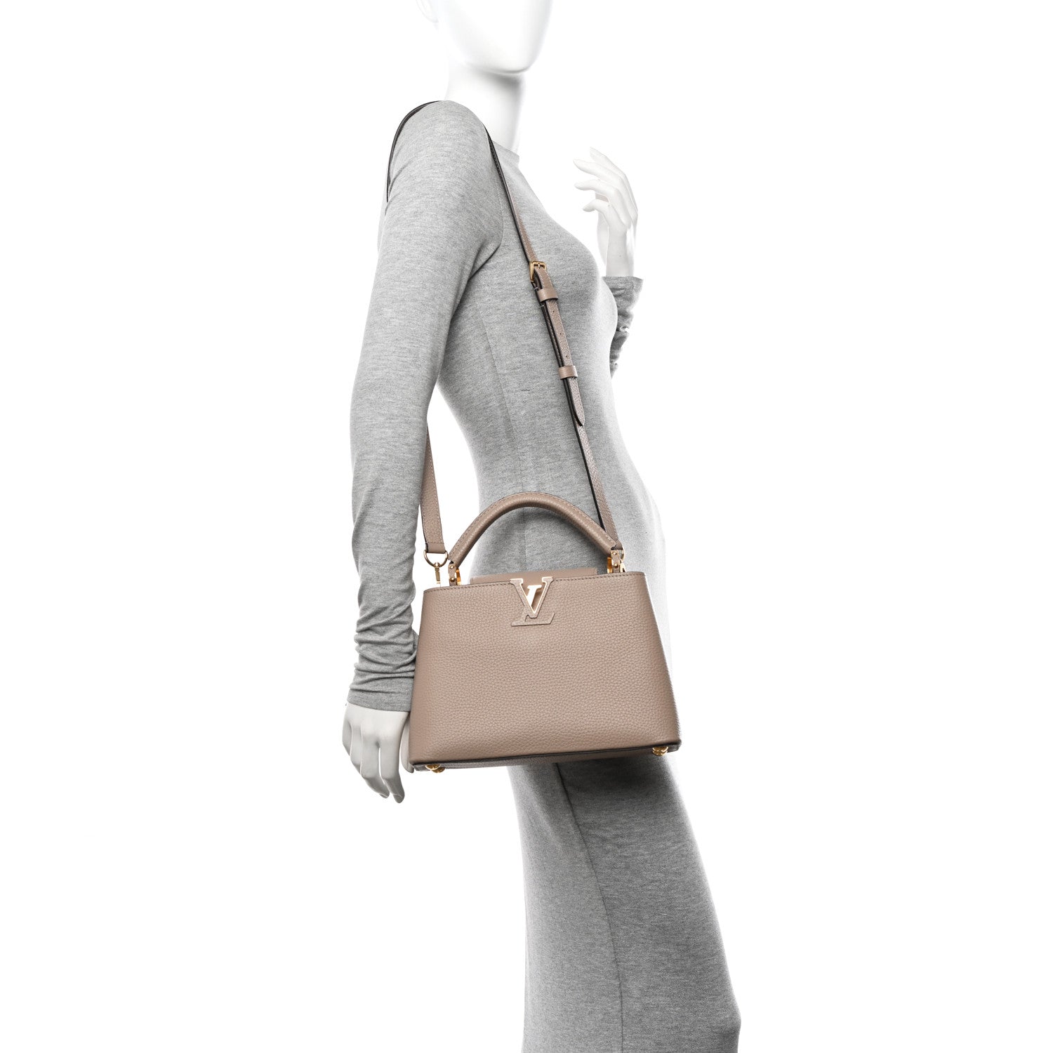 Louis Vuitton Taurillon Capucines BB Galet 2 of 11