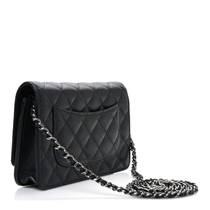 Chanel Iridescent Caviar Quilted Wallet on Chain WOC Black 3 of 11