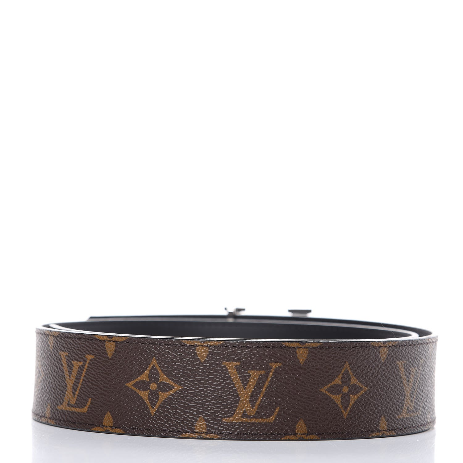 Louis Vuitton Calfskin Monogram 40mm LV Initiales Reversible Belt 85 34 Black 3 of 7