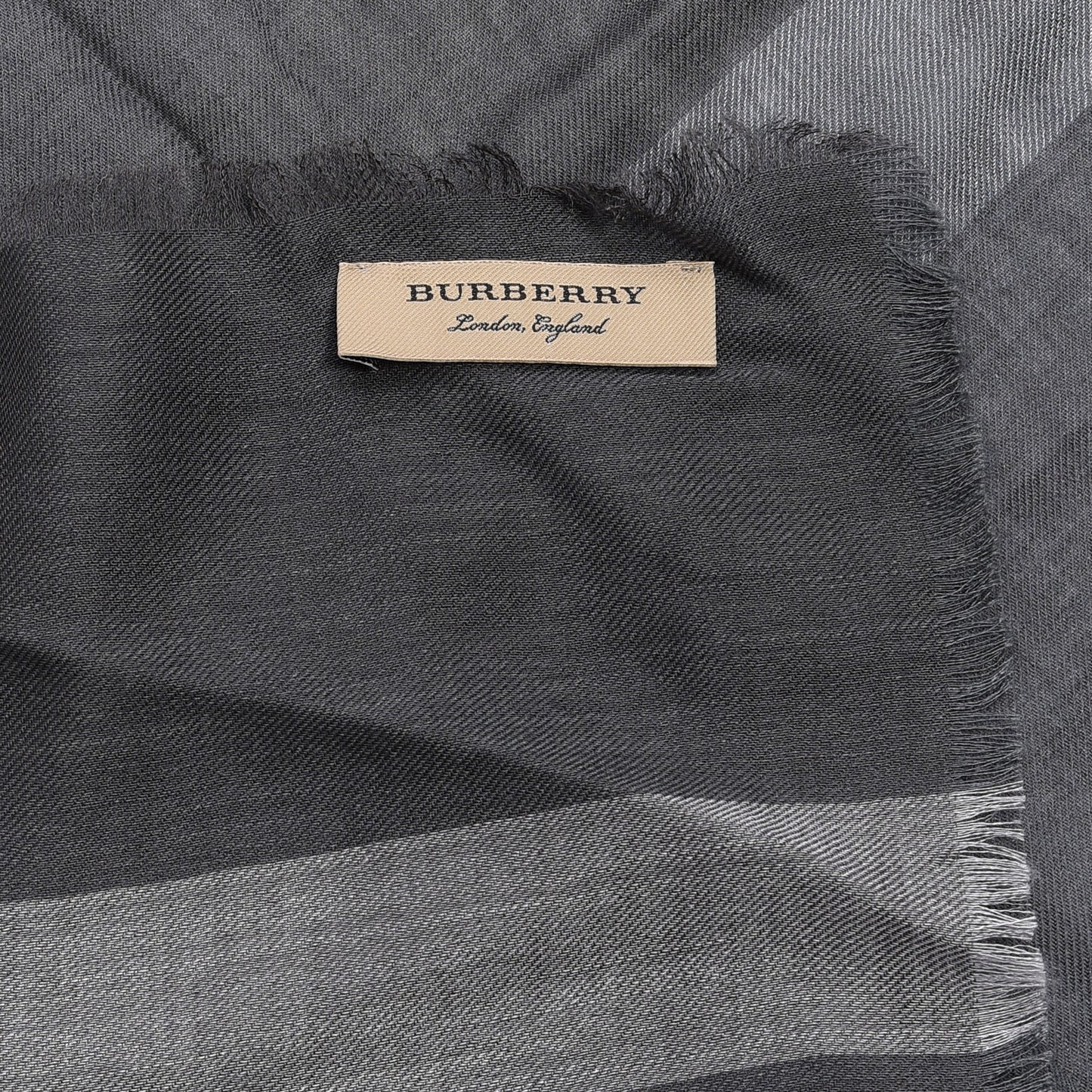 Silk Modal Wool London Check Lightweight Travel Square Mid Grey