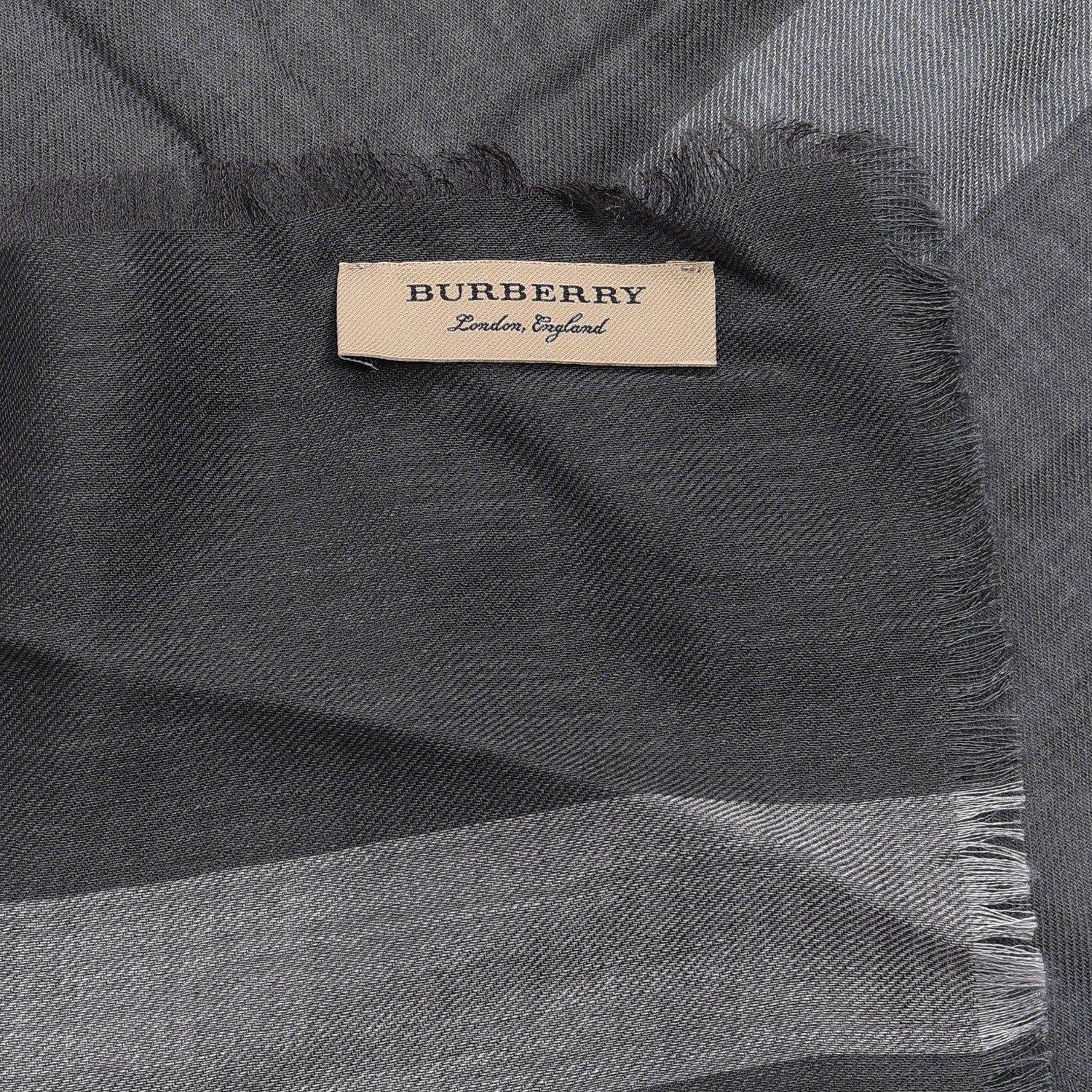 Burberry Silk Modal Wool London Check Lightweight Travel Square Mid Grey 2 of 4