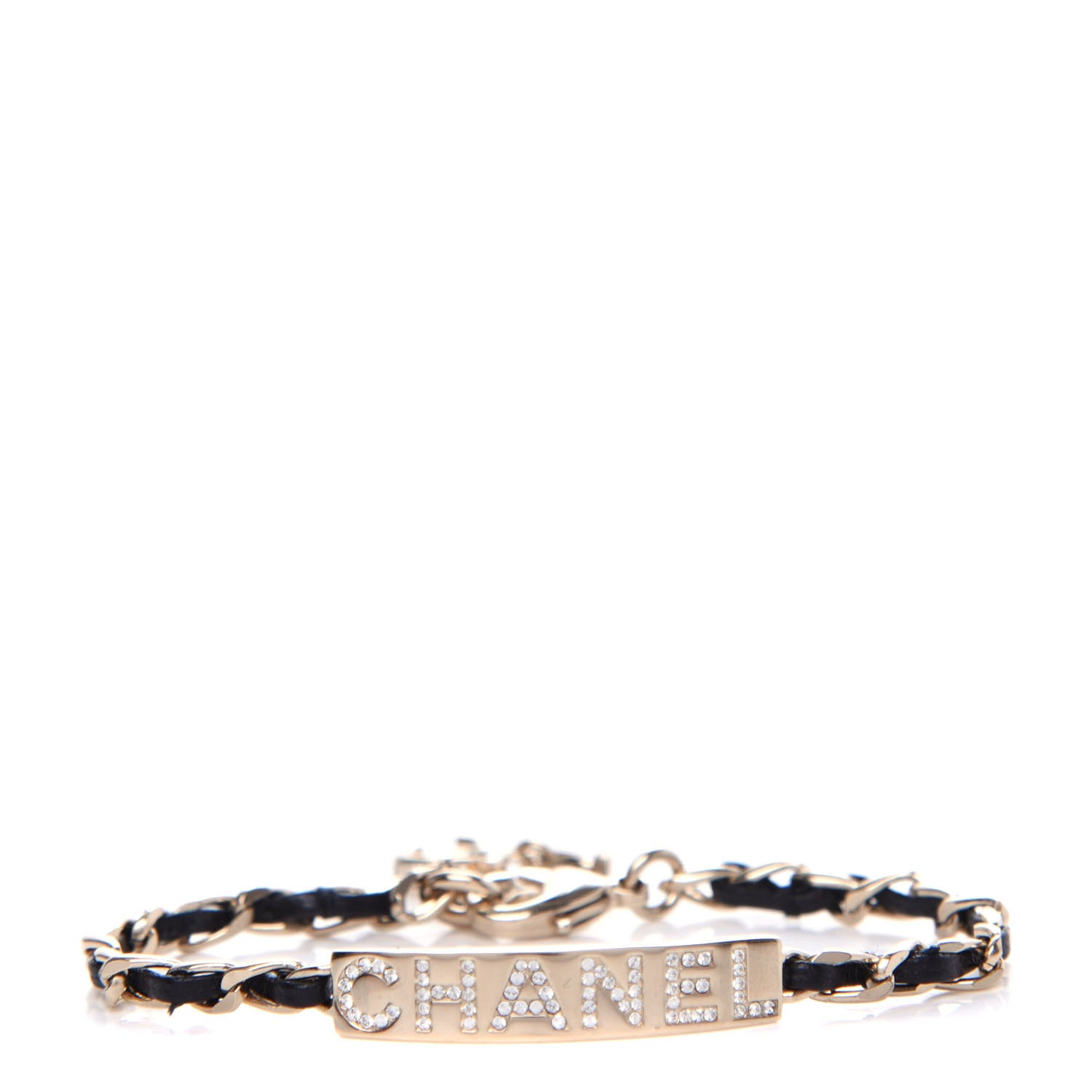 Chanel Metal Lambskin Crystal Sergeant Chanel Bracelet Gold 1 of 4