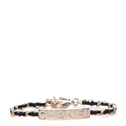 Chanel Metal Lambskin Crystal Sergeant Chanel Bracelet Gold 1 of 4
