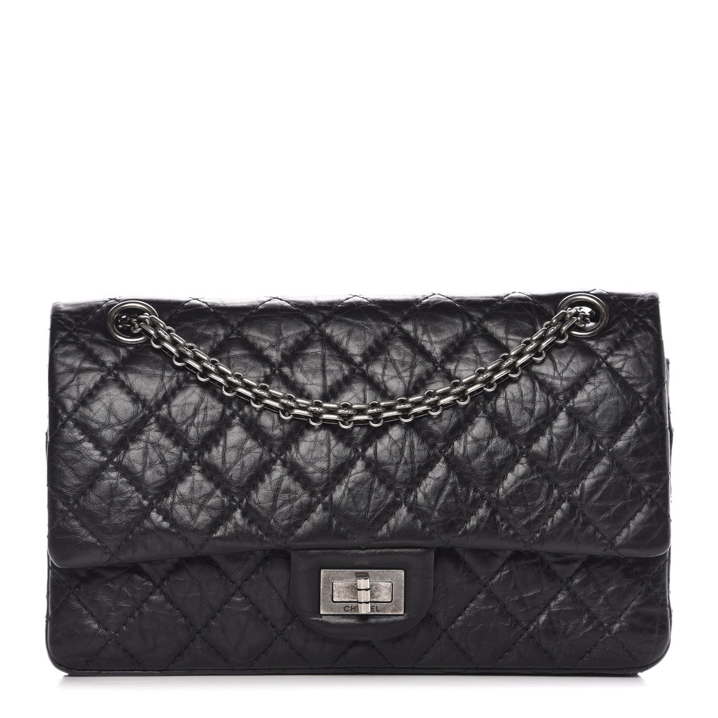 Aged Calfskin Quilted 2.55 Reissue 225 Flap Black