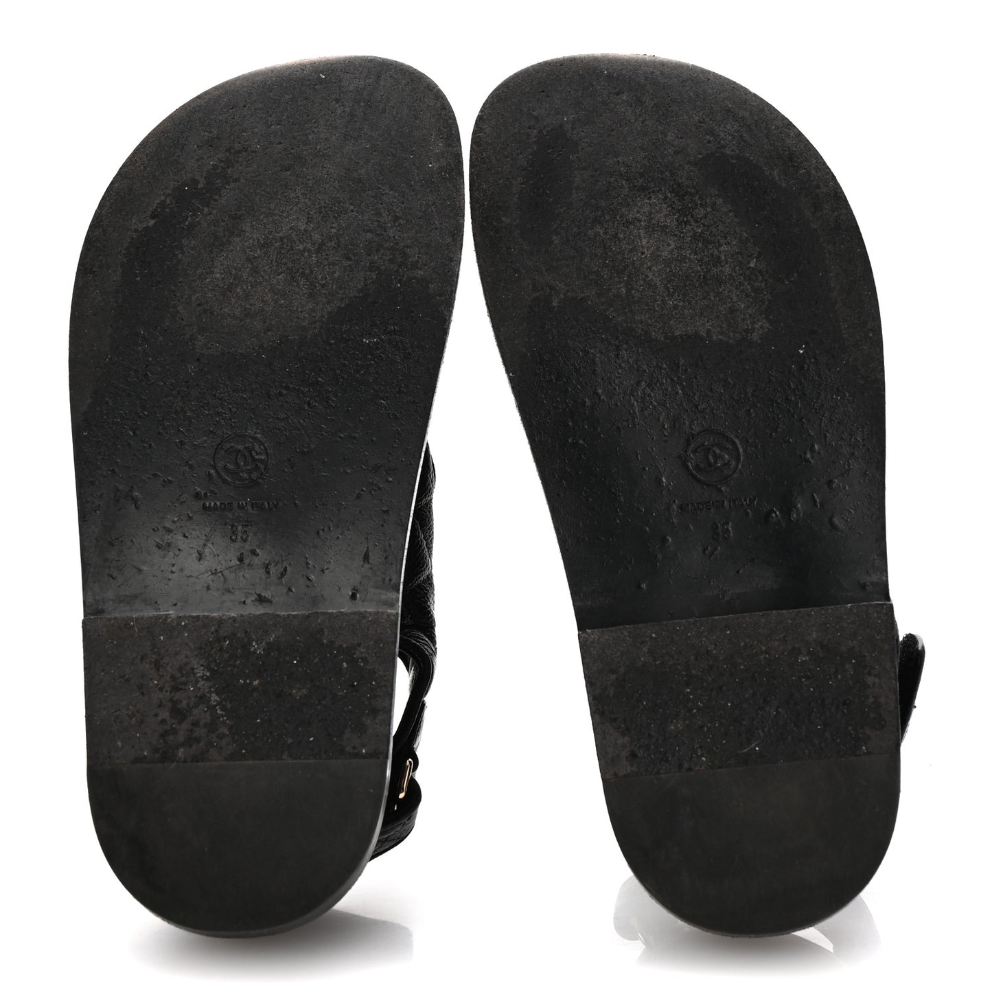 Grained Calfskin Velcro Dad Sandals 35 Black