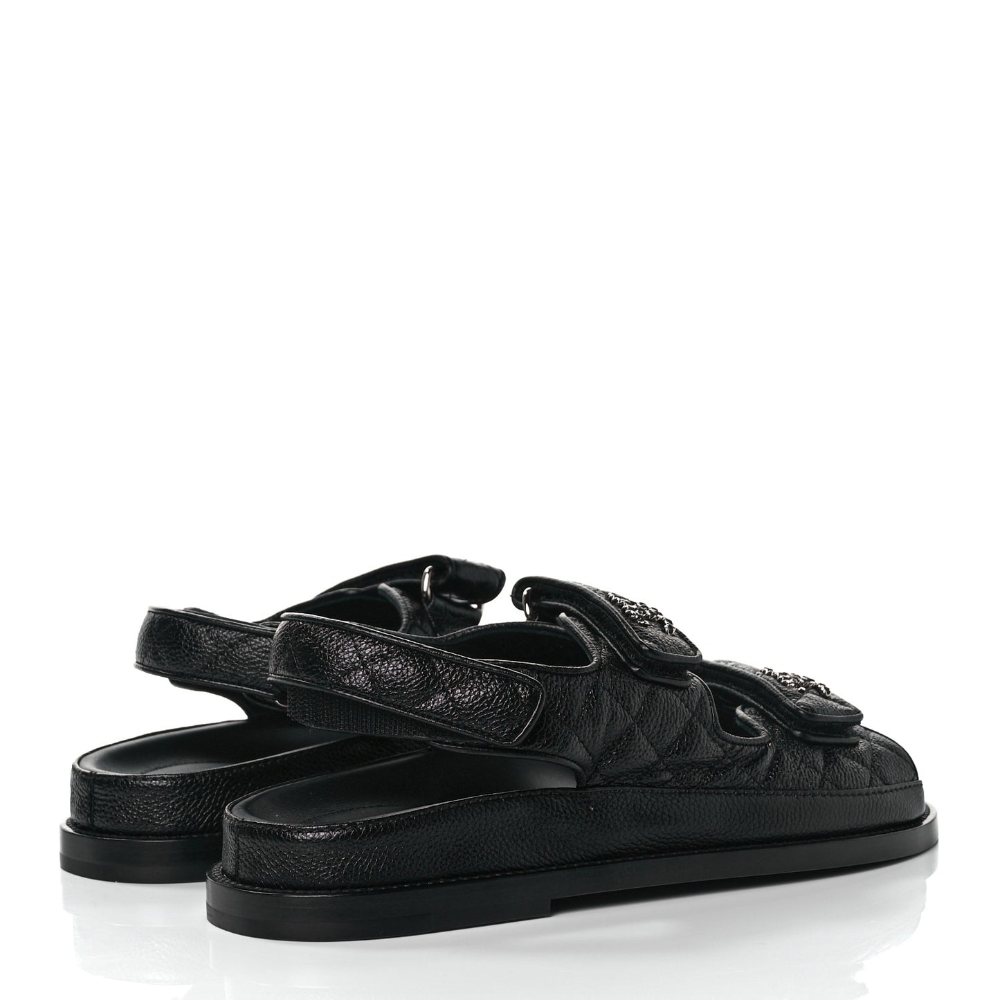 Grained Calfskin Velcro Dad Sandals 37.5 Black