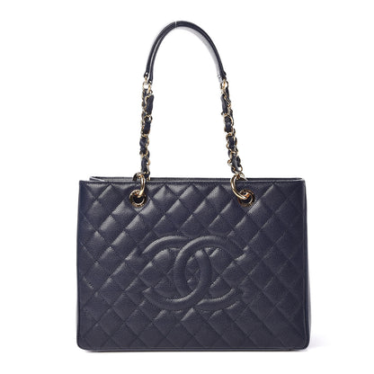 Chanel Caviar Quilted Grand Shopping Tote GST Dark Navy Blue 1 of 10