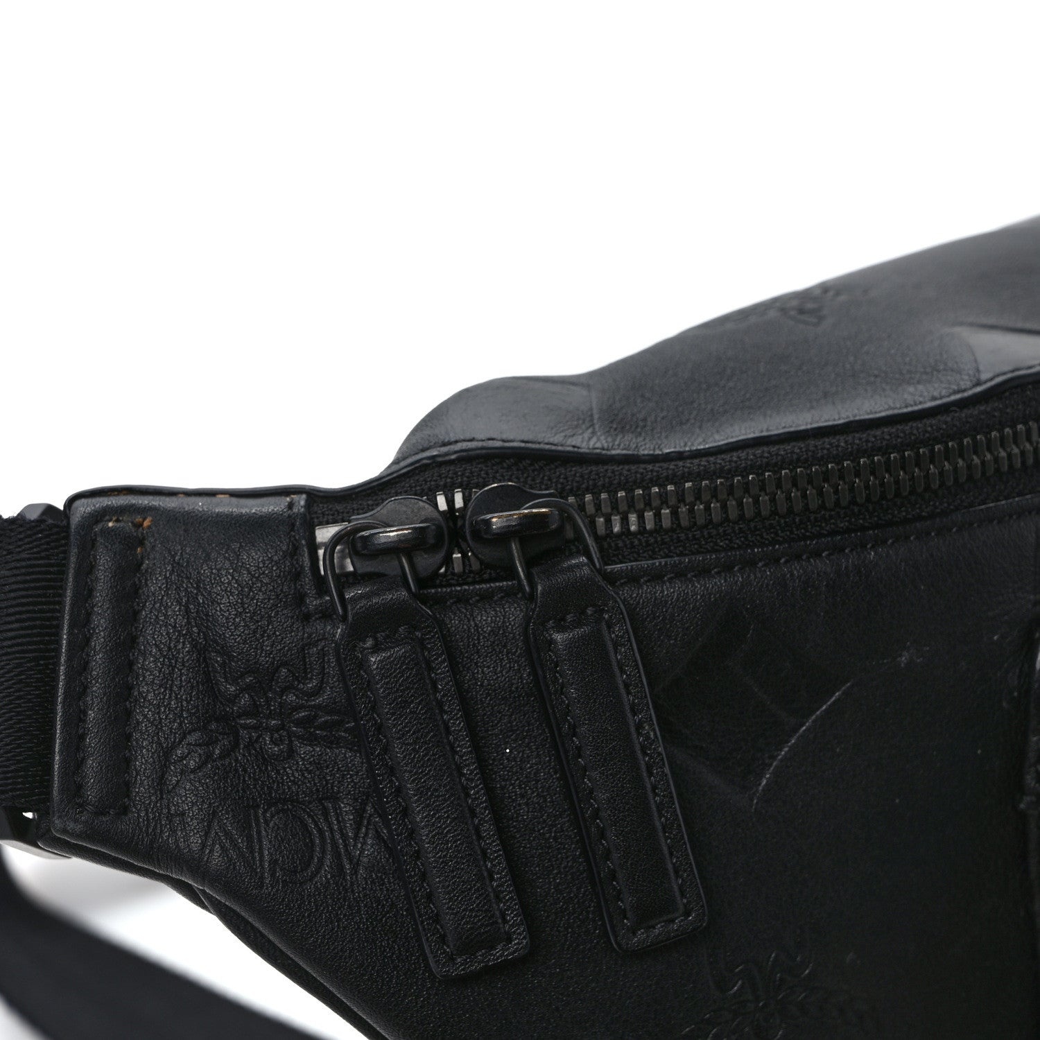 MCM Calfskin Maxi Monogram Fursten Belt Bag Black 13 of 14