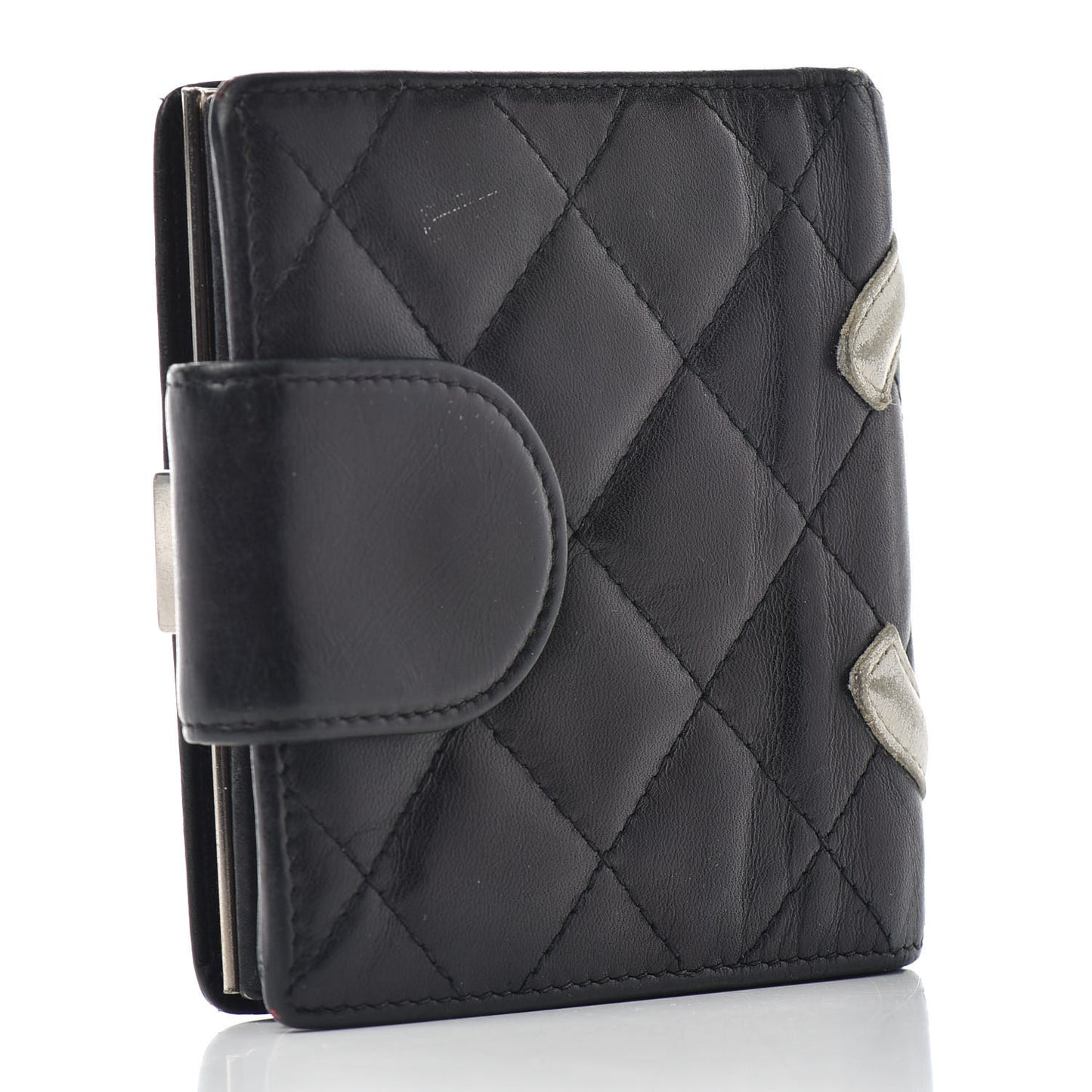 Calfskin Quilted Cambon Bi-Fold Wallet Black White