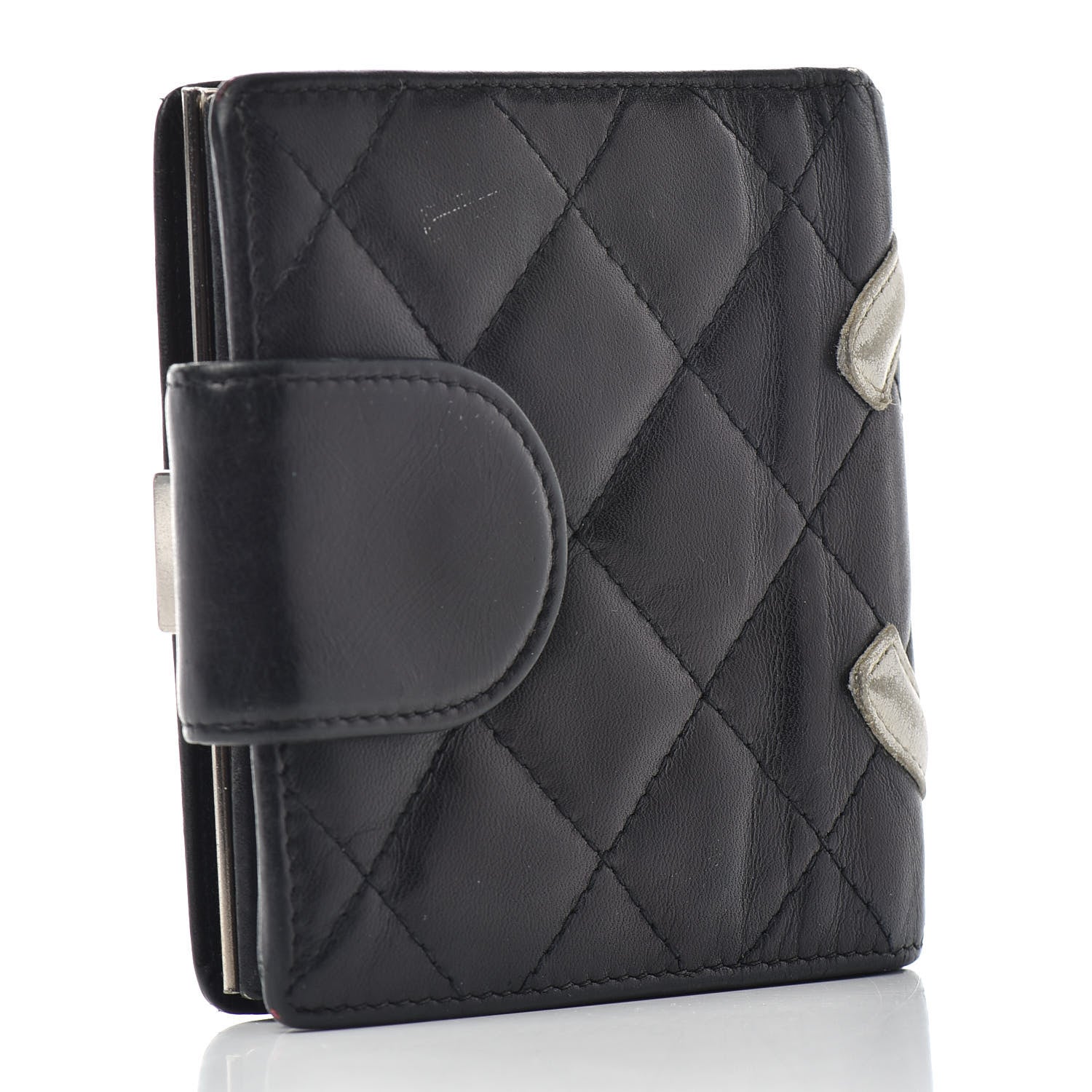 Chanel Calfskin Quilted Cambon Bi-Fold Wallet Black White 3 of 7