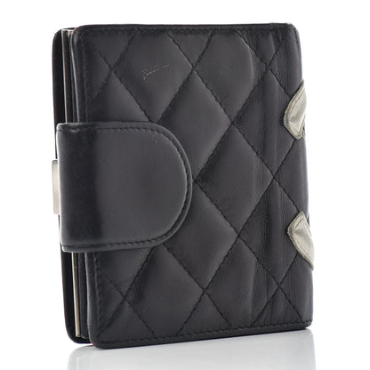 Chanel Calfskin Quilted Cambon Bi-Fold Wallet Black White 3 of 7