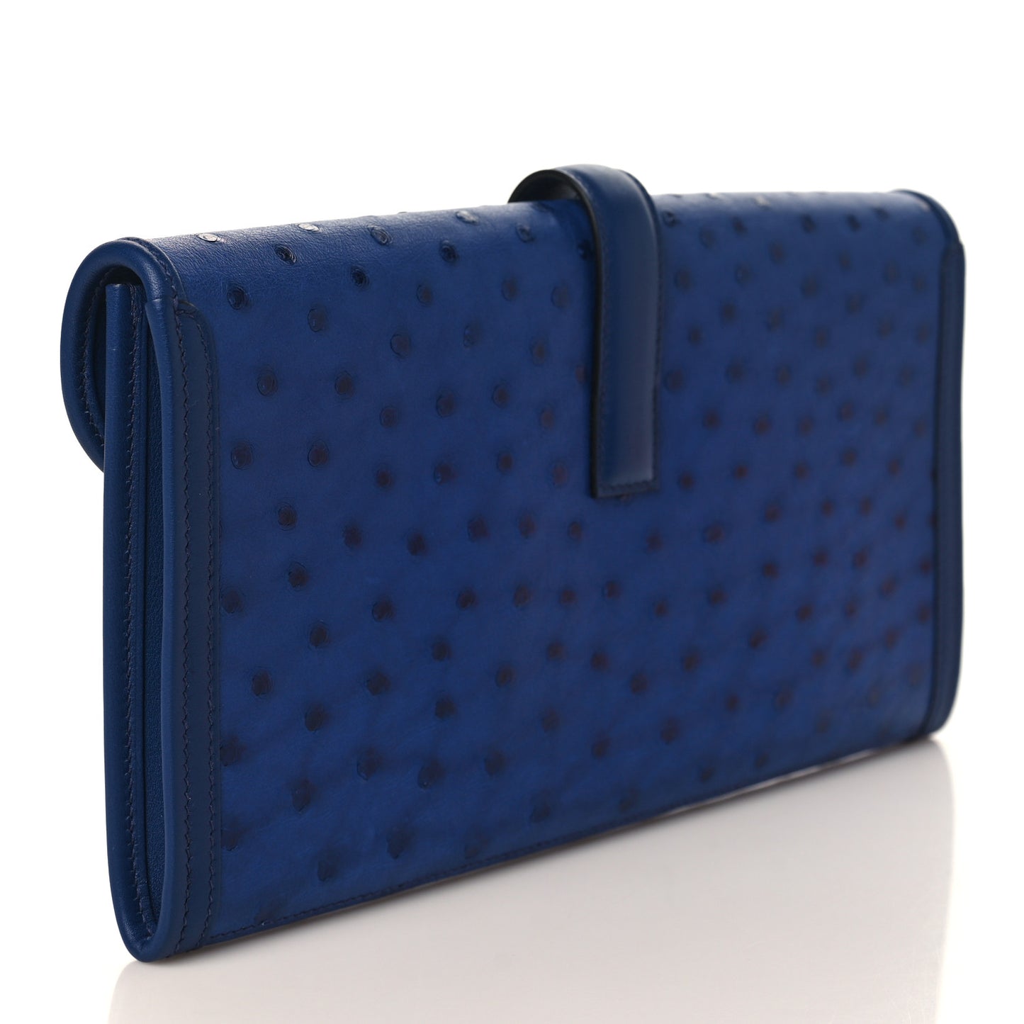 Ostrich Swift Jige Elan 29 Clutch Bleu Saphir