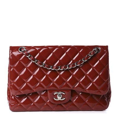 Chanel Patent Quilted Jumbo Double Flap Red 1 of 11